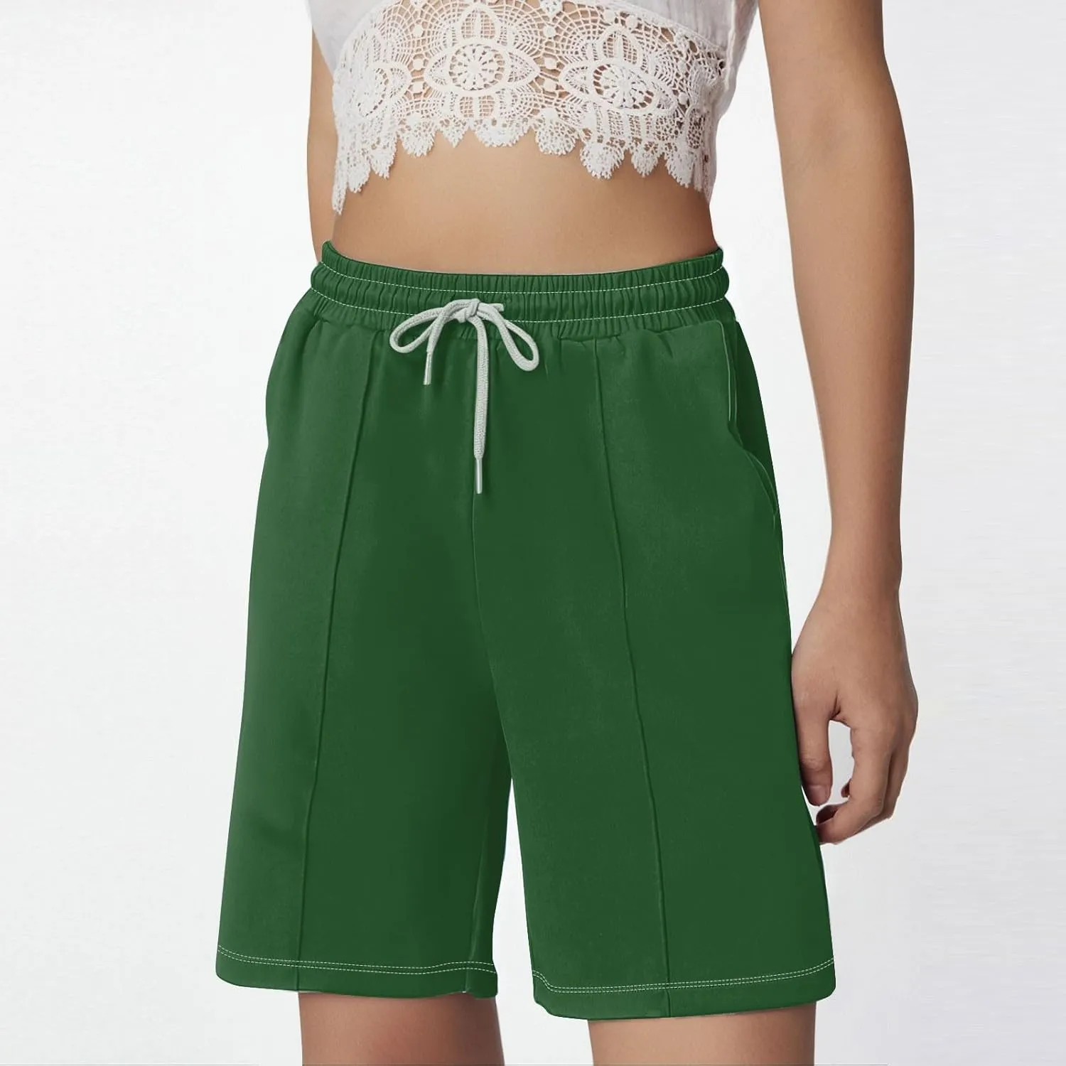 Womens Running Shorts Casual Elastic High Waisted Drawstring Athletic Shorts Loose Breathable Soft Workout Short Pants