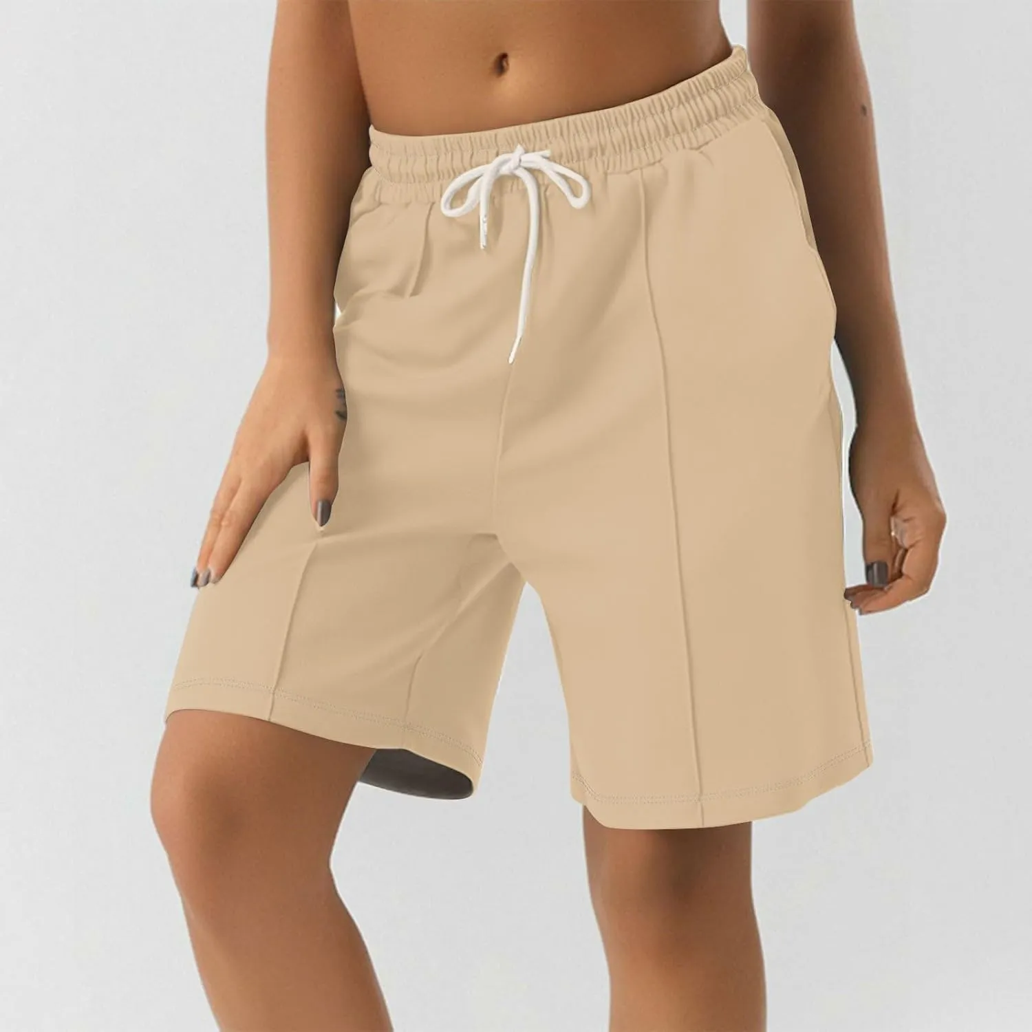 Womens Running Shorts Casual Elastic High Waisted Drawstring Athletic Shorts Loose Breathable Soft Workout Short Pants