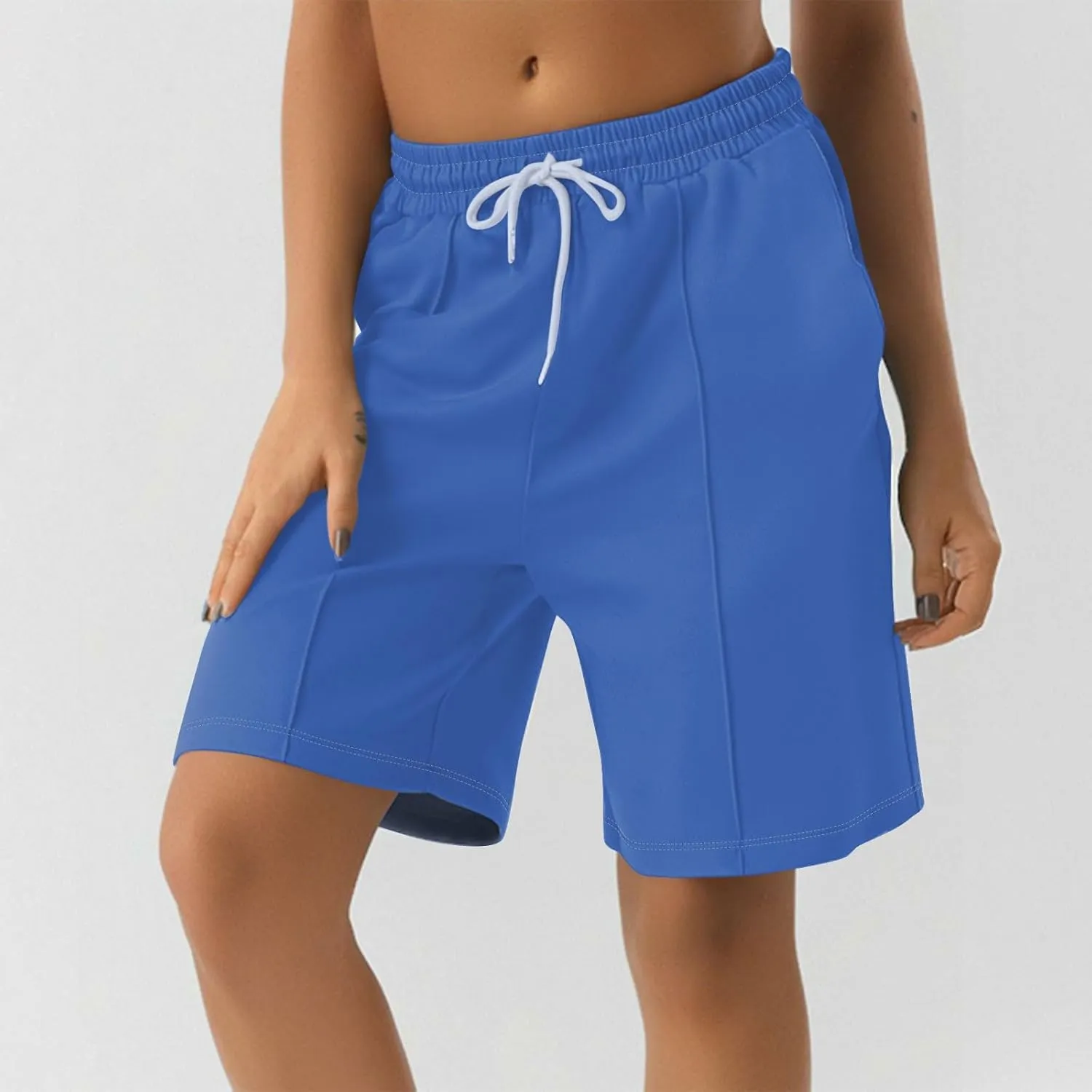 Womens Running Shorts Casual Elastic High Waisted Drawstring Athletic Shorts Loose Breathable Soft Workout Short Pants