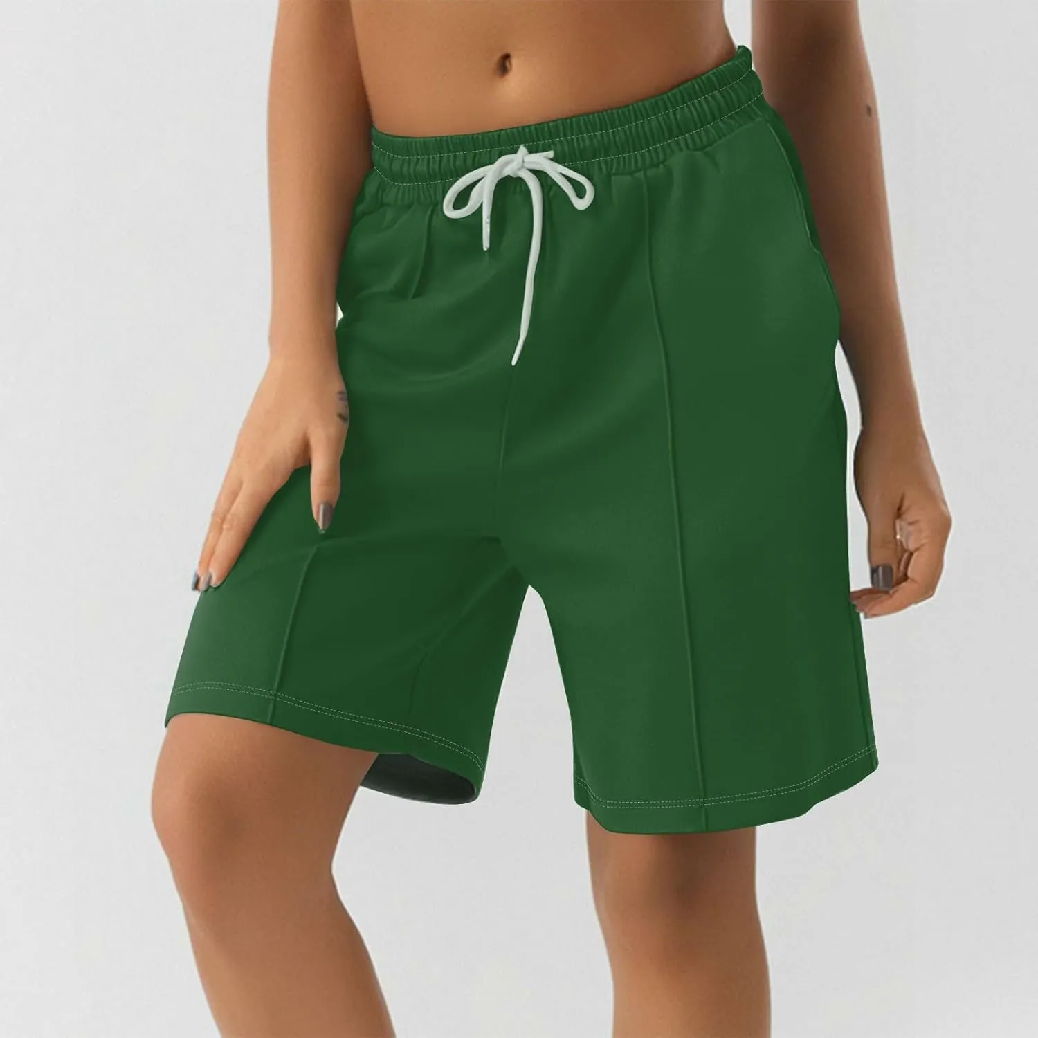 Womens Running Shorts Casual Elastic High Waisted Drawstring Athletic Shorts Loose Breathable Soft Workout Short Pants