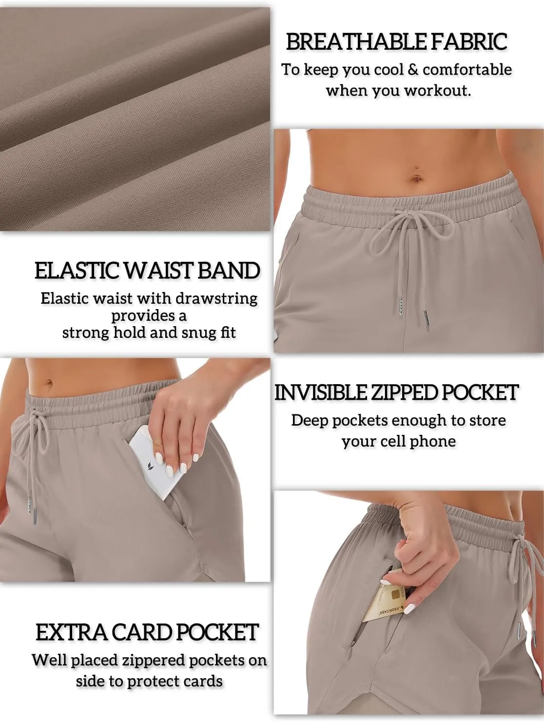 Women's Running Shorts with Liner 3 Zipper Pockets Elastic Workout Athletic Gym Yoga Shorts