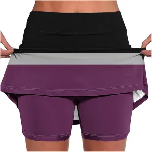 Women's Shorts 2025 Summer Color Block Lightweight Sports Yoga Pants Breathable Casual Workout Seamless Skirt Shorts