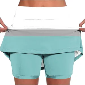Women's Shorts 2025 Summer Color Block Lightweight Sports Yoga Pants Breathable Casual Workout Seamless Skirt Shorts