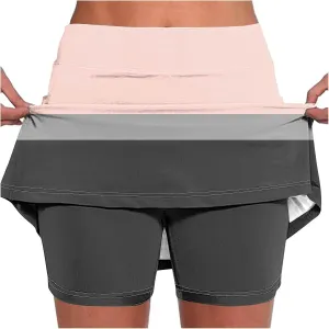 Women's Shorts 2025 Summer Color Block Lightweight Sports Yoga Pants Breathable Casual Workout Seamless Skirt Shorts