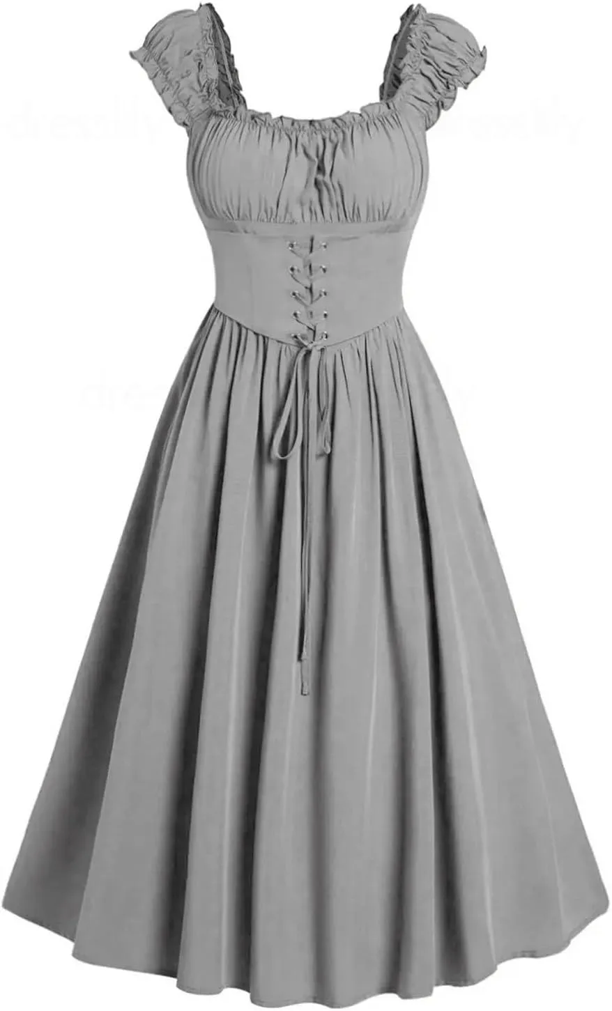Womens Sleeveless Short Sleeve Oversized Dresses for Women Lace Medieval Goth Ripped Fall Summer 2024