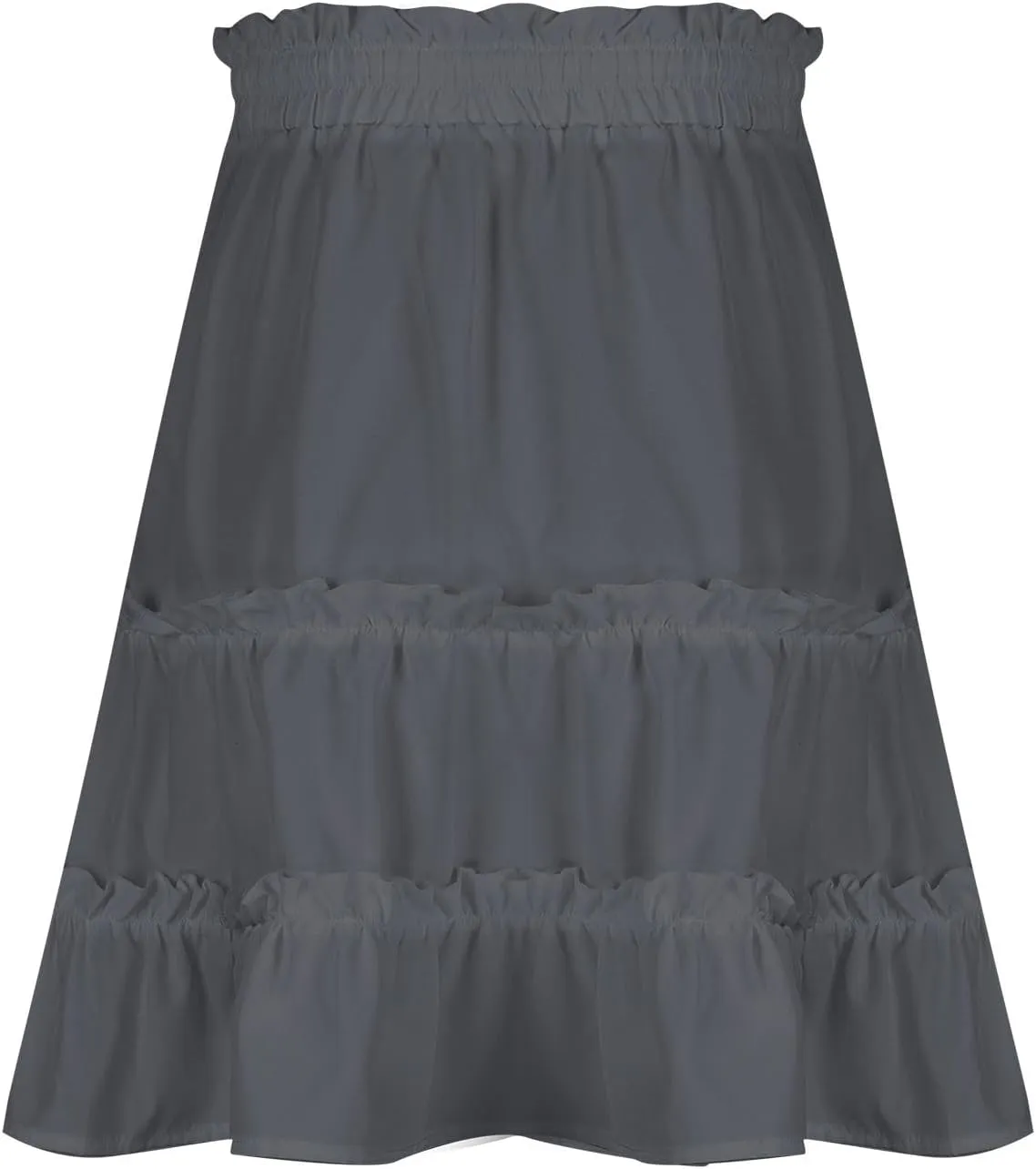 Women's Summer Boho A-line Mini Skirt Elastic Waist Drawstring Tiered Skirts Pleated Ruffle Hem Flowy Short Skirt