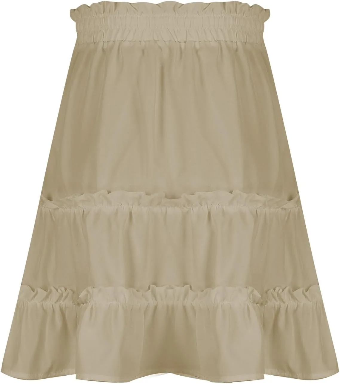 Women's Summer Boho A-line Mini Skirt Elastic Waist Drawstring Tiered Skirts Pleated Ruffle Hem Flowy Short Skirt