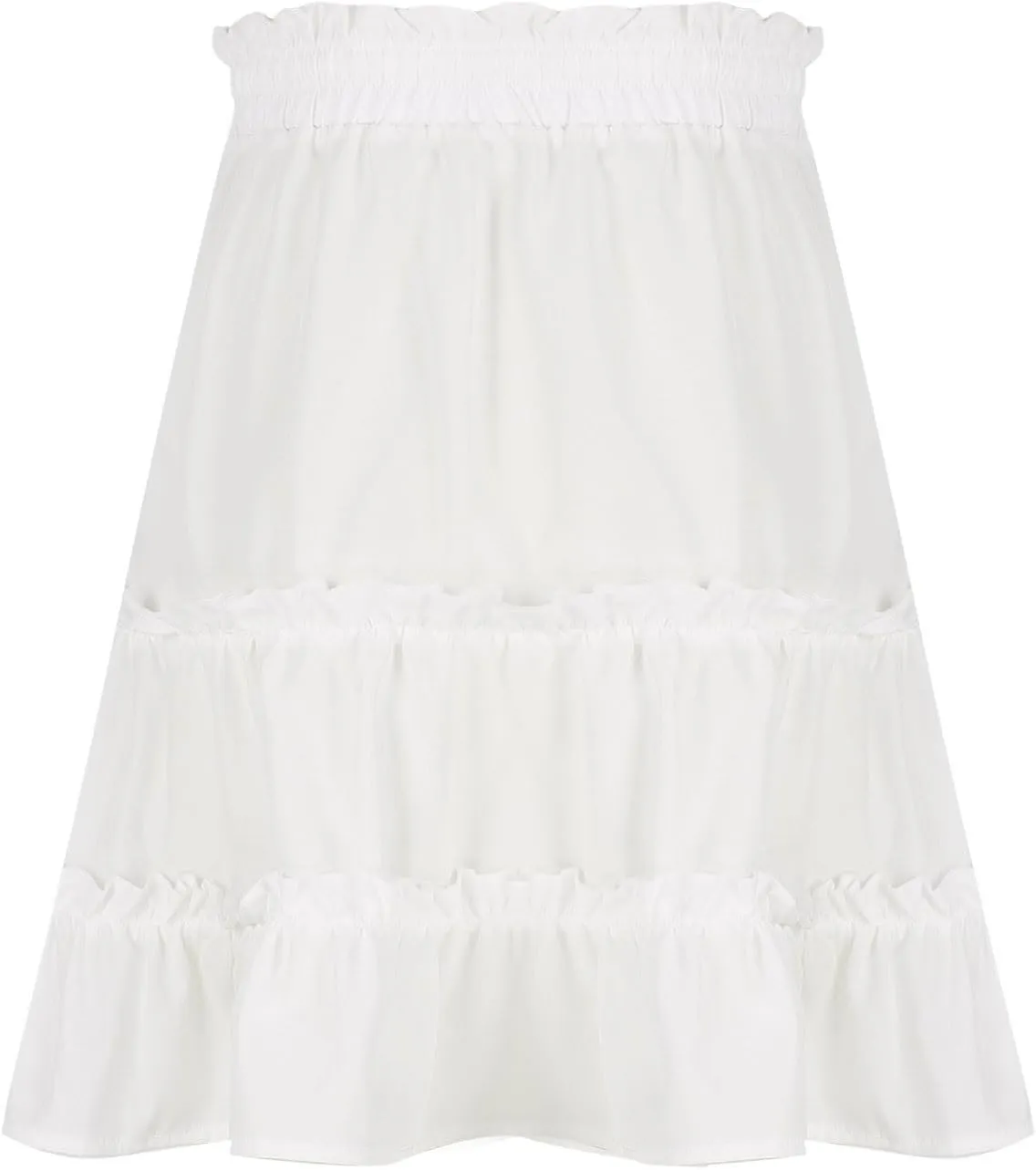 Women's Summer Boho A-line Mini Skirt Elastic Waist Drawstring Tiered Skirts Pleated Ruffle Hem Flowy Short Skirt