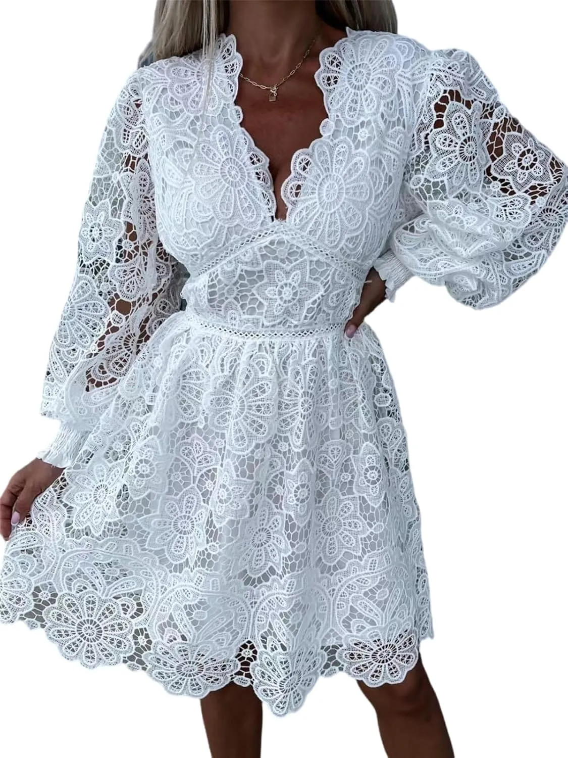 Womens Summer Dresses Casual Lace Dresses Sleeveless V Neck Dresses Boho Flowy Midi Dress Women Vacation Beach Dress