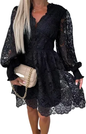 Womens Summer Dresses Casual Lace Dresses Sleeveless V Neck Dresses Boho Flowy Midi Dress Women Vacation Beach Dress
