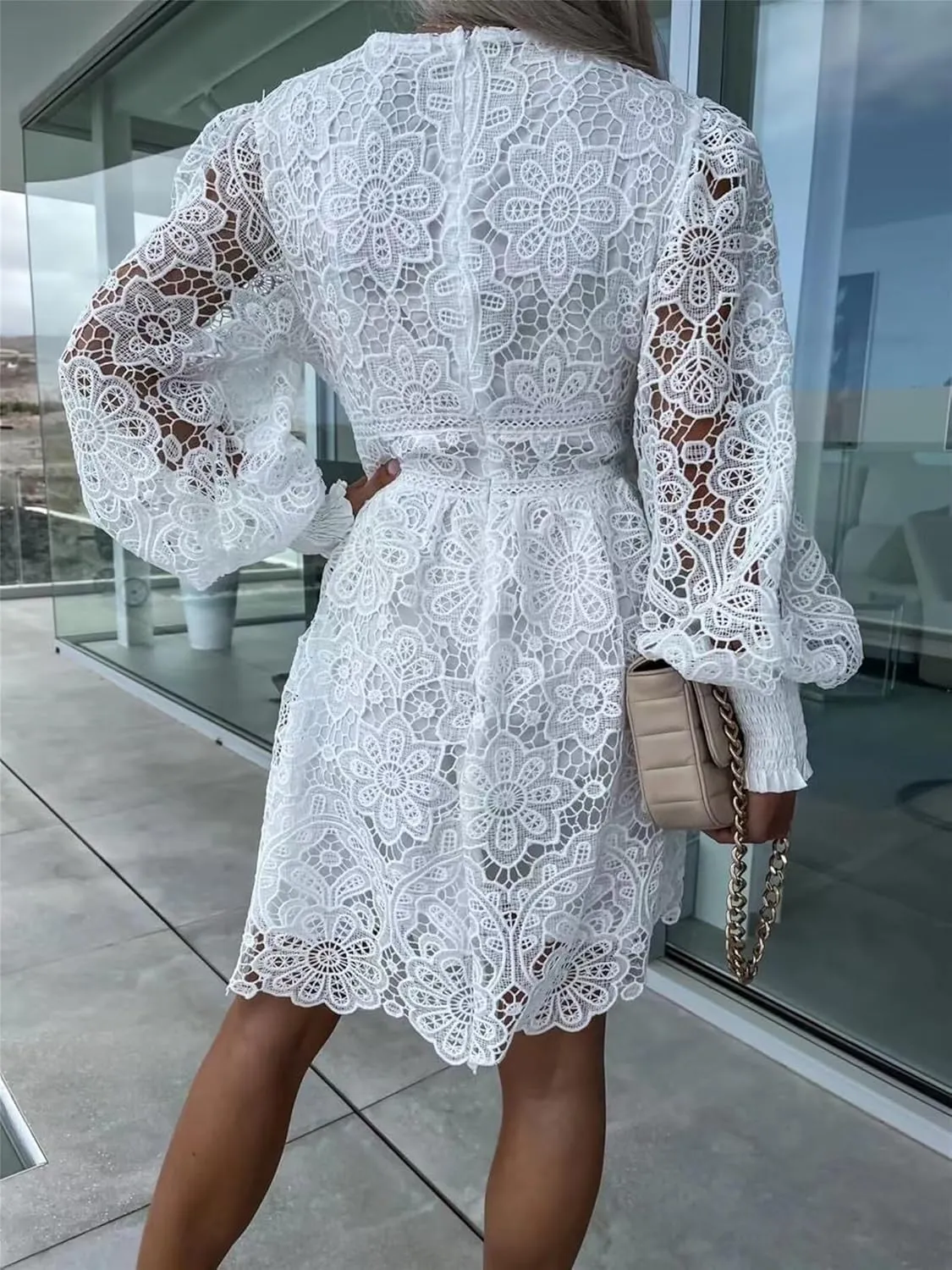 Womens Summer Dresses Casual Lace Dresses Sleeveless V Neck Dresses Boho Flowy Midi Dress Women Vacation Beach Dress