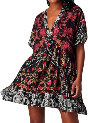 Womens Summer Floral Dresses Short Sleeve V Neck Boho Swing Mini Dress Vacation Trendy Outfits for Women