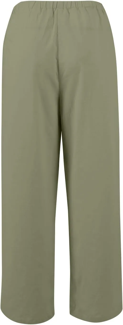 Womens Wide Leg Linen Pants Casual High Waisted Loose Palazzo Pants Summer Flowy Beach Lounge Trousers with Pockets