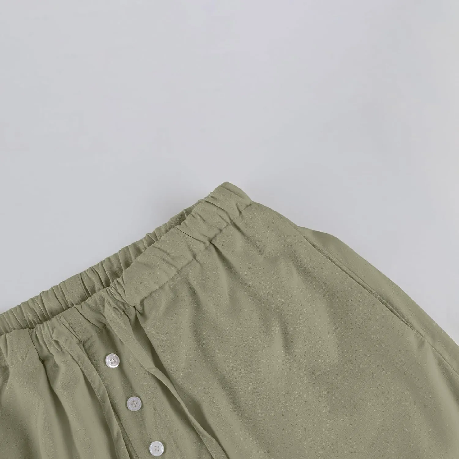 Womens Wide Leg Linen Pants Casual High Waisted Loose Palazzo Pants Summer Flowy Beach Lounge Trousers with Pockets