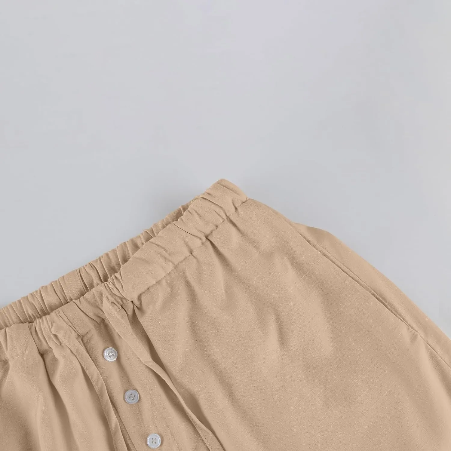 Womens Wide Leg Linen Pants Casual High Waisted Loose Palazzo Pants Summer Flowy Beach Lounge Trousers with Pockets