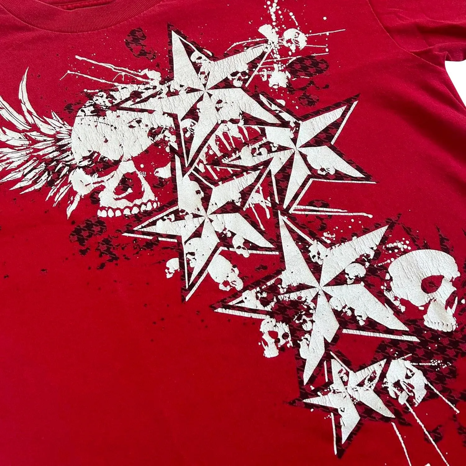 Y2K Grunge Graphic Tees for Teens Girl Vintage Fairy Grunge Emo Goth Short Sleeve Baggy T-Shirt Going Out Streetwear