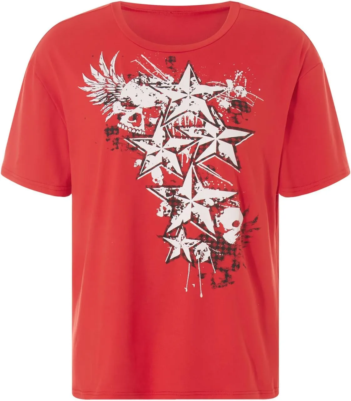 Y2K Grunge Graphic Tees for Teens Girl Vintage Fairy Grunge Emo Goth Short Sleeve Baggy T-Shirt Going Out Streetwear