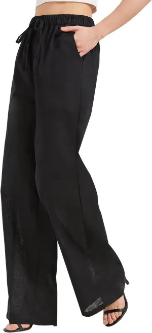 Zylioo Long Linen Pants for Women Tall, Linen Palazzo Pants 32-34 Inseam, Lightweight High Waisted Summer Pants for Ladies
